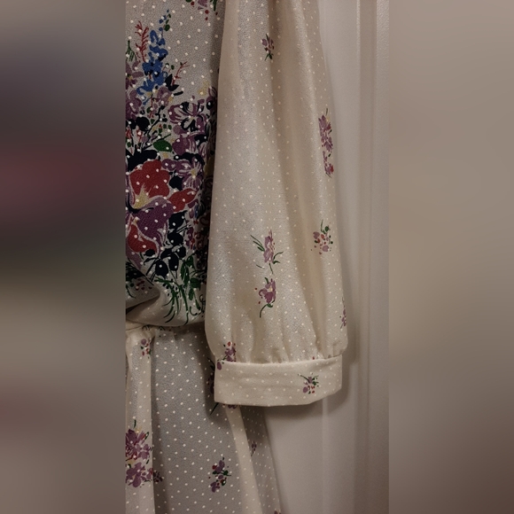 Vintage Women's Summer Dress Semi Sheer Size 13/14 Floral Belted Made in Canada - Picture 4 of 7